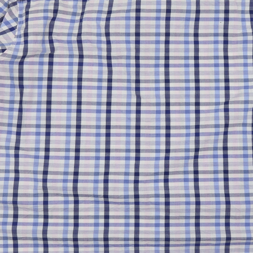 William & Brown Mens Blue Plaid Cotton  Button-Up Size XL Collared Buckle