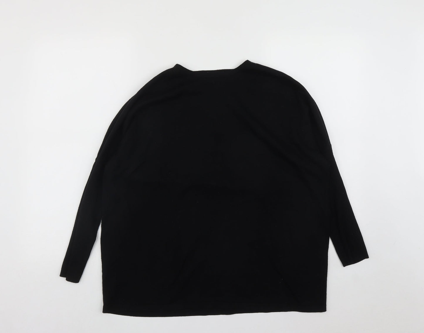Gallery Womens Black Round Neck  Viscose Pullover Jumper Size M