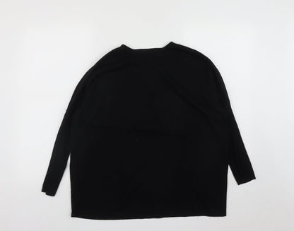 Gallery Womens Black Round Neck  Viscose Pullover Jumper Size M