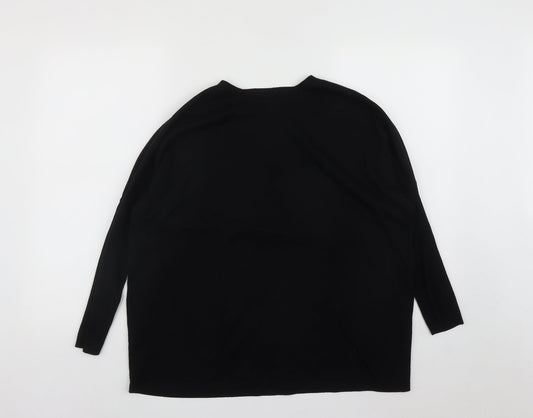 Gallery Womens Black Round Neck  Viscose Pullover Jumper Size M