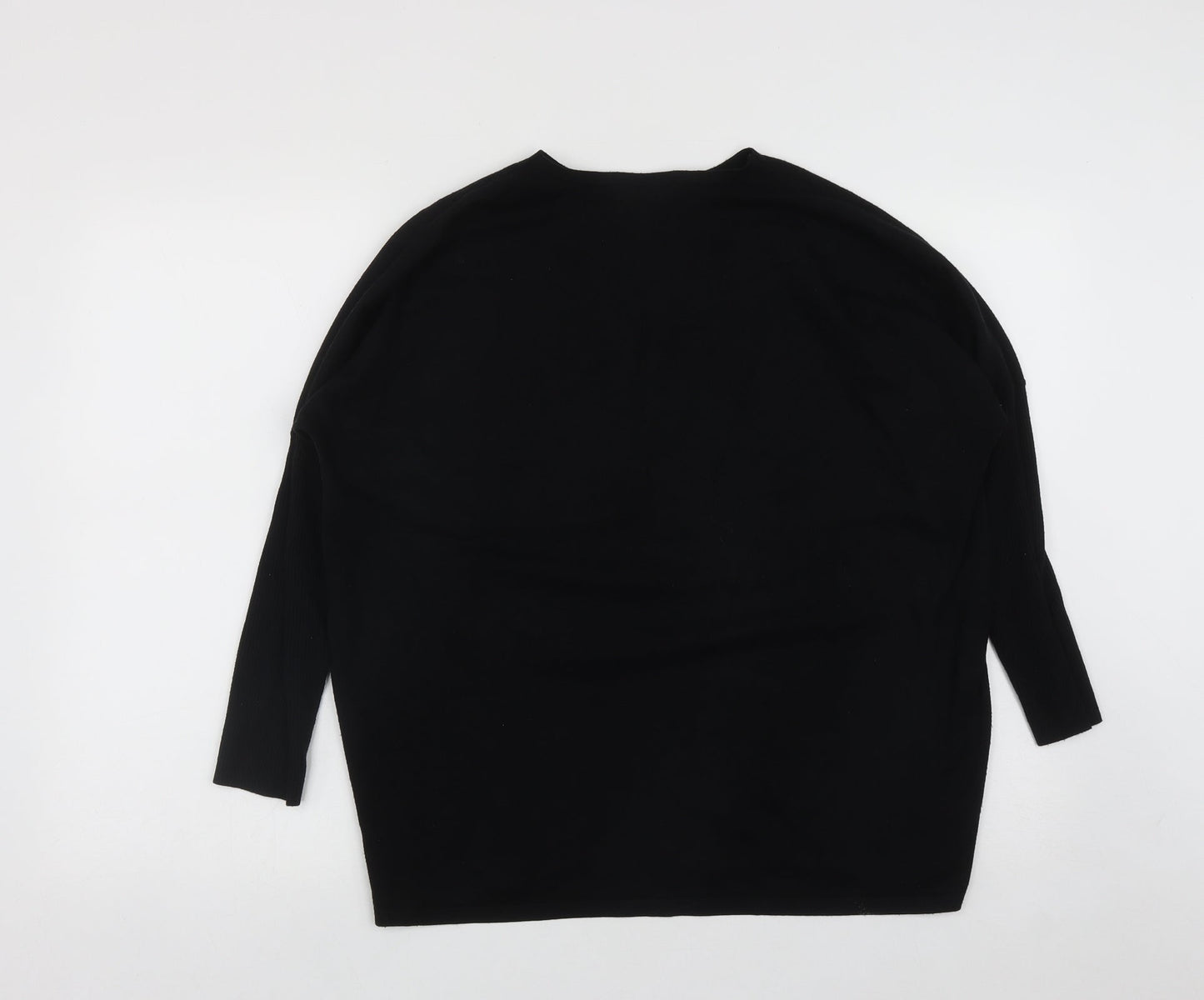 Gallery Womens Black Round Neck  Viscose Pullover Jumper Size M