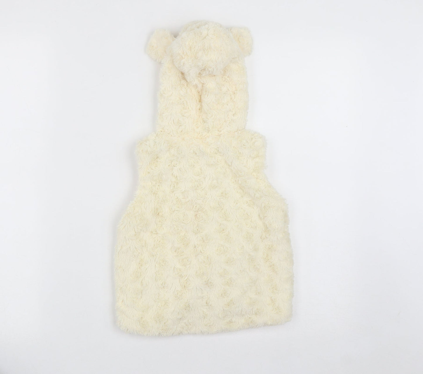 Nutmeg Girls White   Gilet Waistcoat Size 2 Years  Zip - Ear Hood