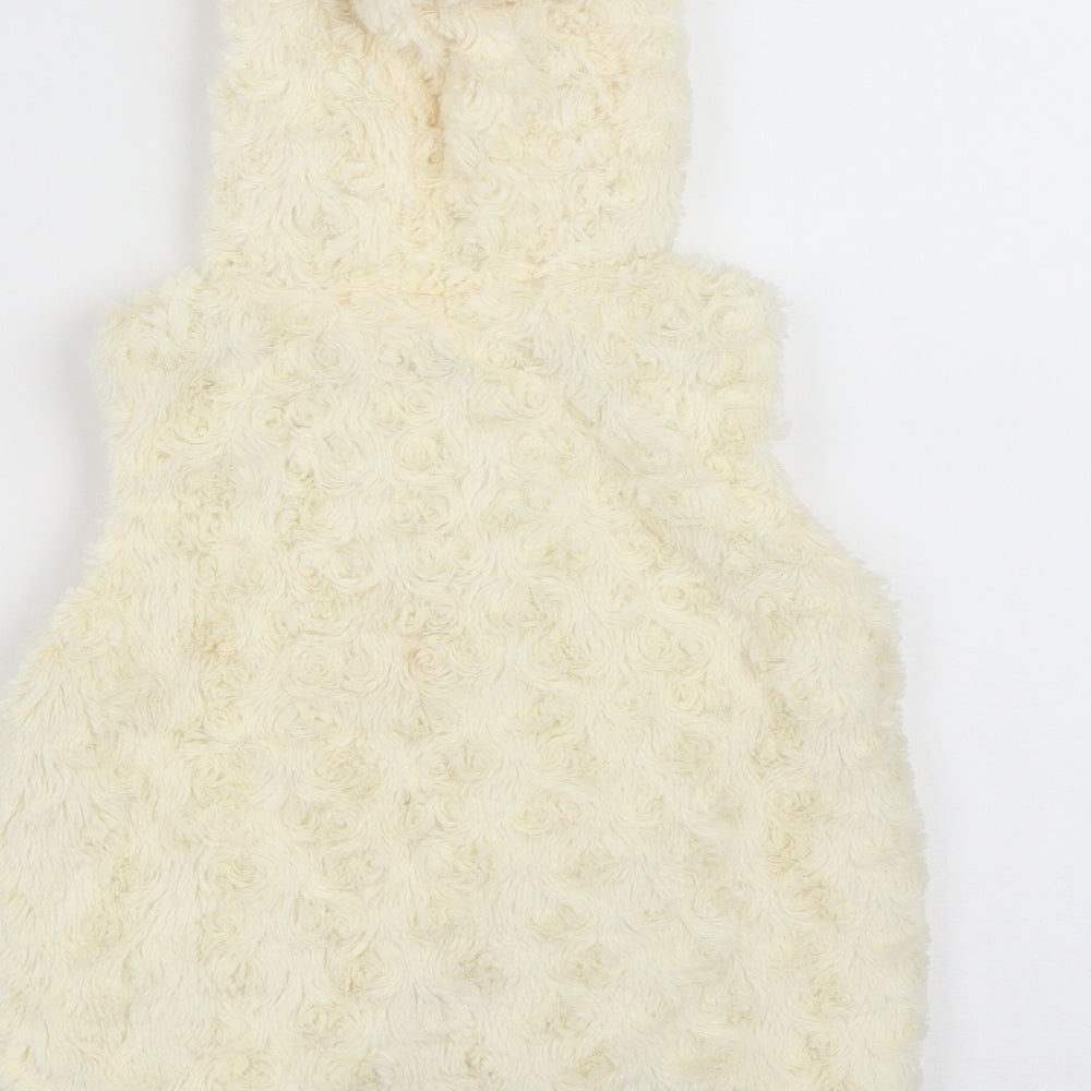 Nutmeg Girls White   Gilet Waistcoat Size 2 Years  Zip - Ear Hood