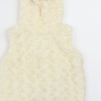 Nutmeg Girls White   Gilet Waistcoat Size 2 Years  Zip - Ear Hood