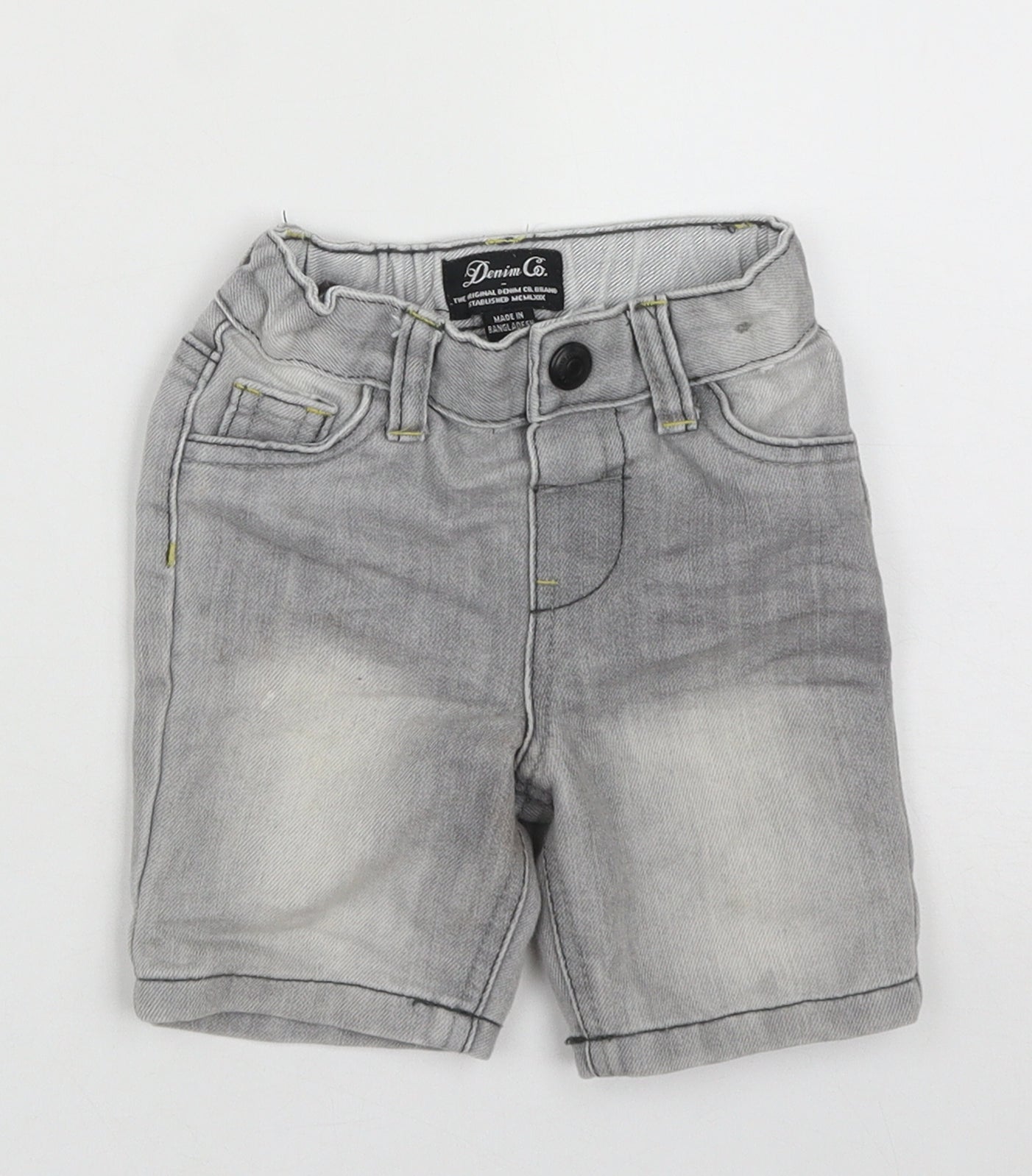 Denim Co Boys Grey  Cotton Cropped Jeans Size 6-9 Months  Button