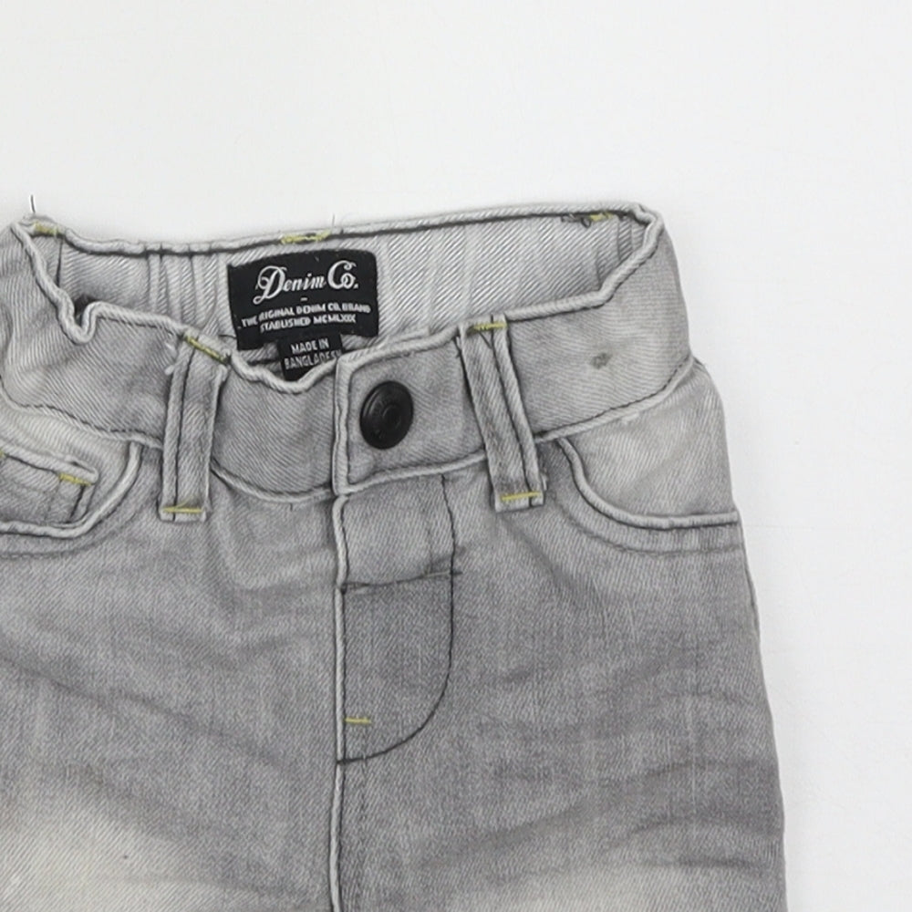 Denim Co Boys Grey  Cotton Cropped Jeans Size 6-9 Months  Button