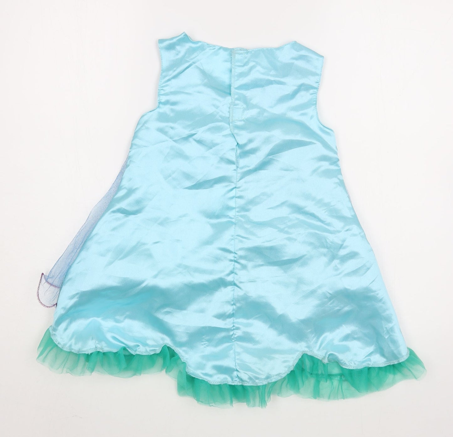 Trolls Girls Blue  Polyester Trapeze & Swing  Size 4-5 Years  Scoop Neck Hook & Loop - Trolls Costume