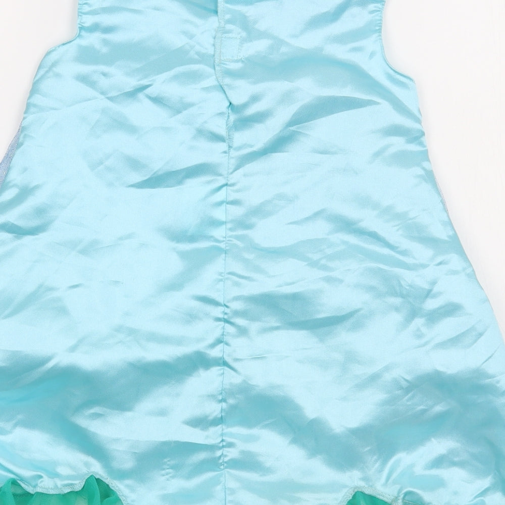 Trolls Girls Blue  Polyester Trapeze & Swing  Size 4-5 Years  Scoop Neck Hook & Loop - Trolls Costume