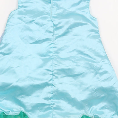 Trolls Girls Blue  Polyester Trapeze & Swing  Size 4-5 Years  Scoop Neck Hook & Loop - Trolls Costume