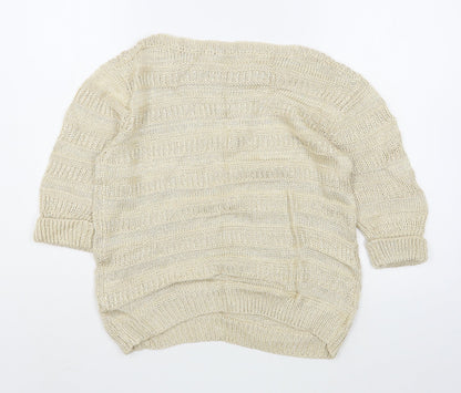 M&Co Womens Beige Boat Neck  Acrylic Pullover Jumper Size M