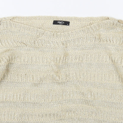M&Co Womens Beige Boat Neck  Acrylic Pullover Jumper Size M
