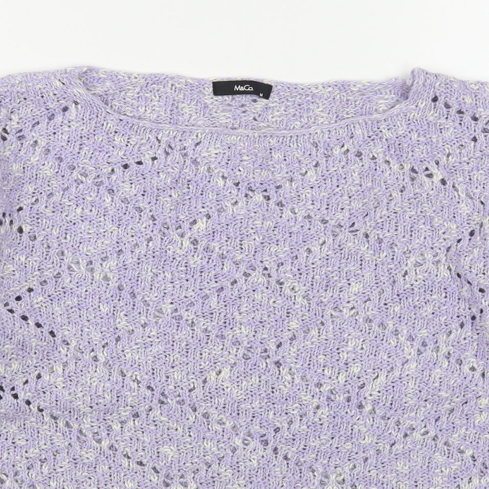 Womens UK Size M M&Co Purple Pullover Jumper