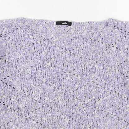 Womens UK Size M M&Co Purple Pullover Jumper