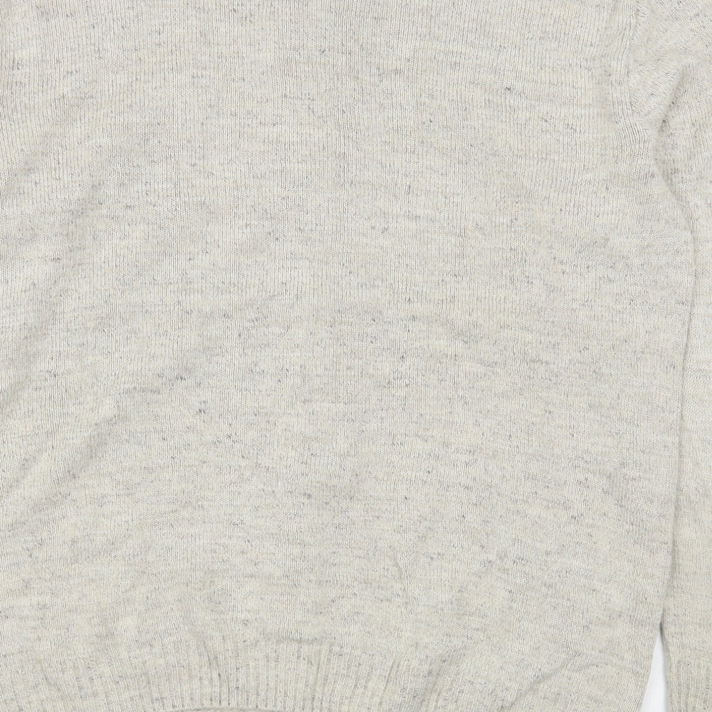 Vilona Womens Beige Boat Neck  Acrylic Cardigan Jumper Size M