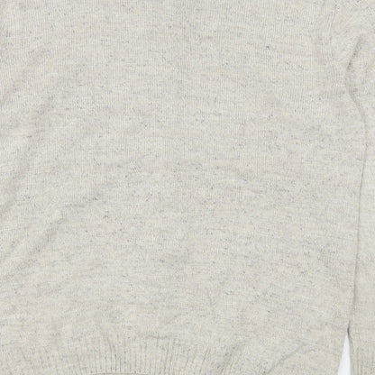 Vilona Womens Beige Boat Neck  Acrylic Cardigan Jumper Size M