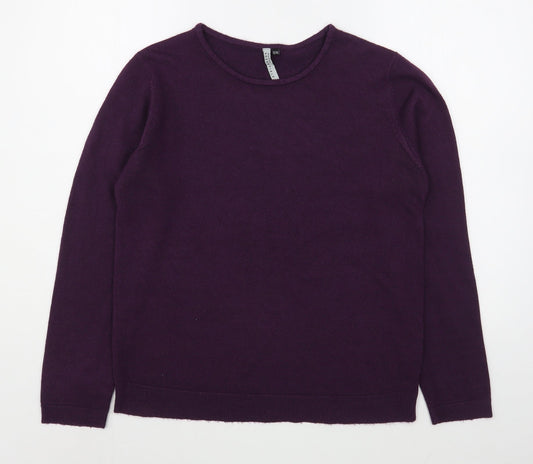 Intuition Womens Purple Round Neck  Acrylic Pullover Jumper Size 12
