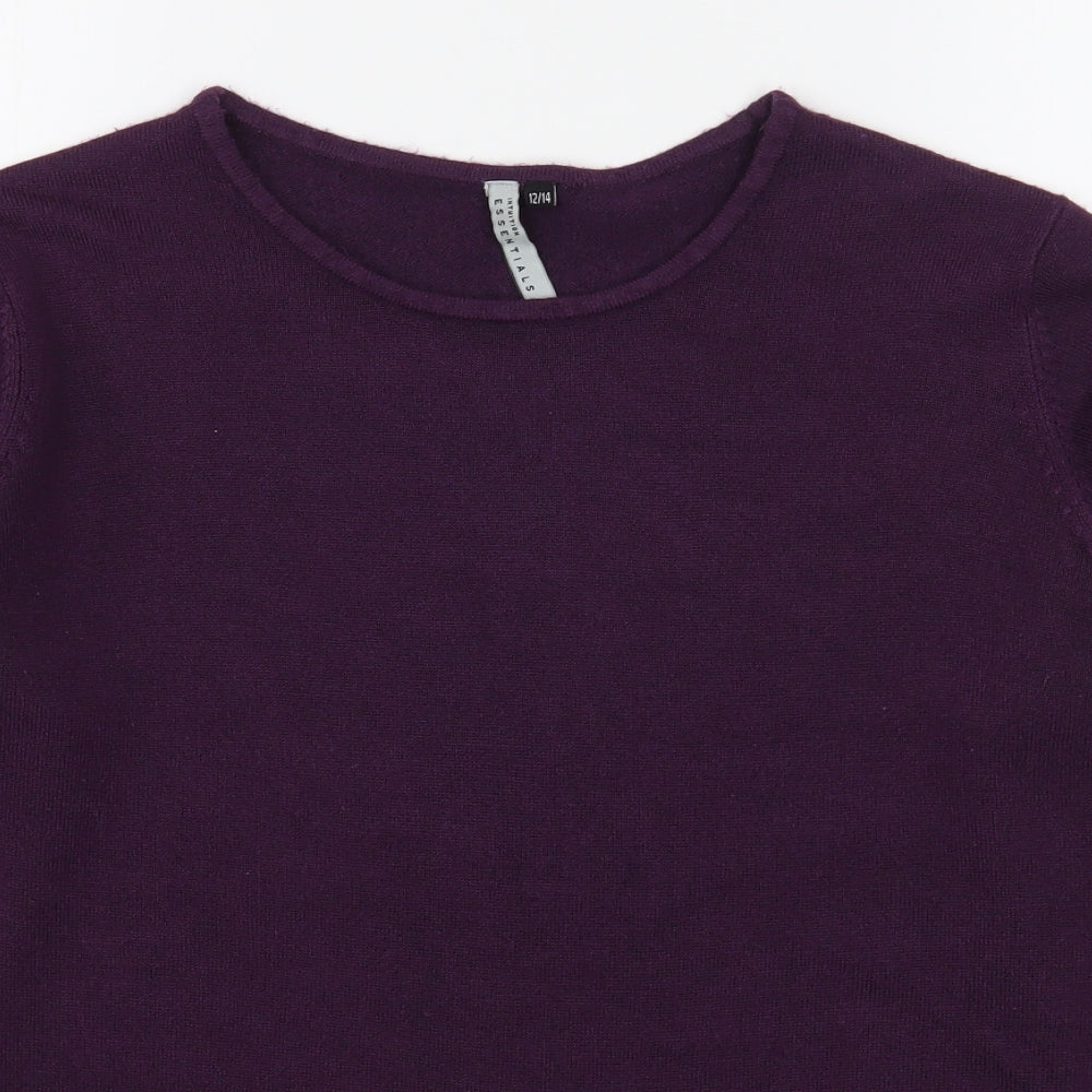 Intuition Womens Purple Round Neck  Acrylic Pullover Jumper Size 12