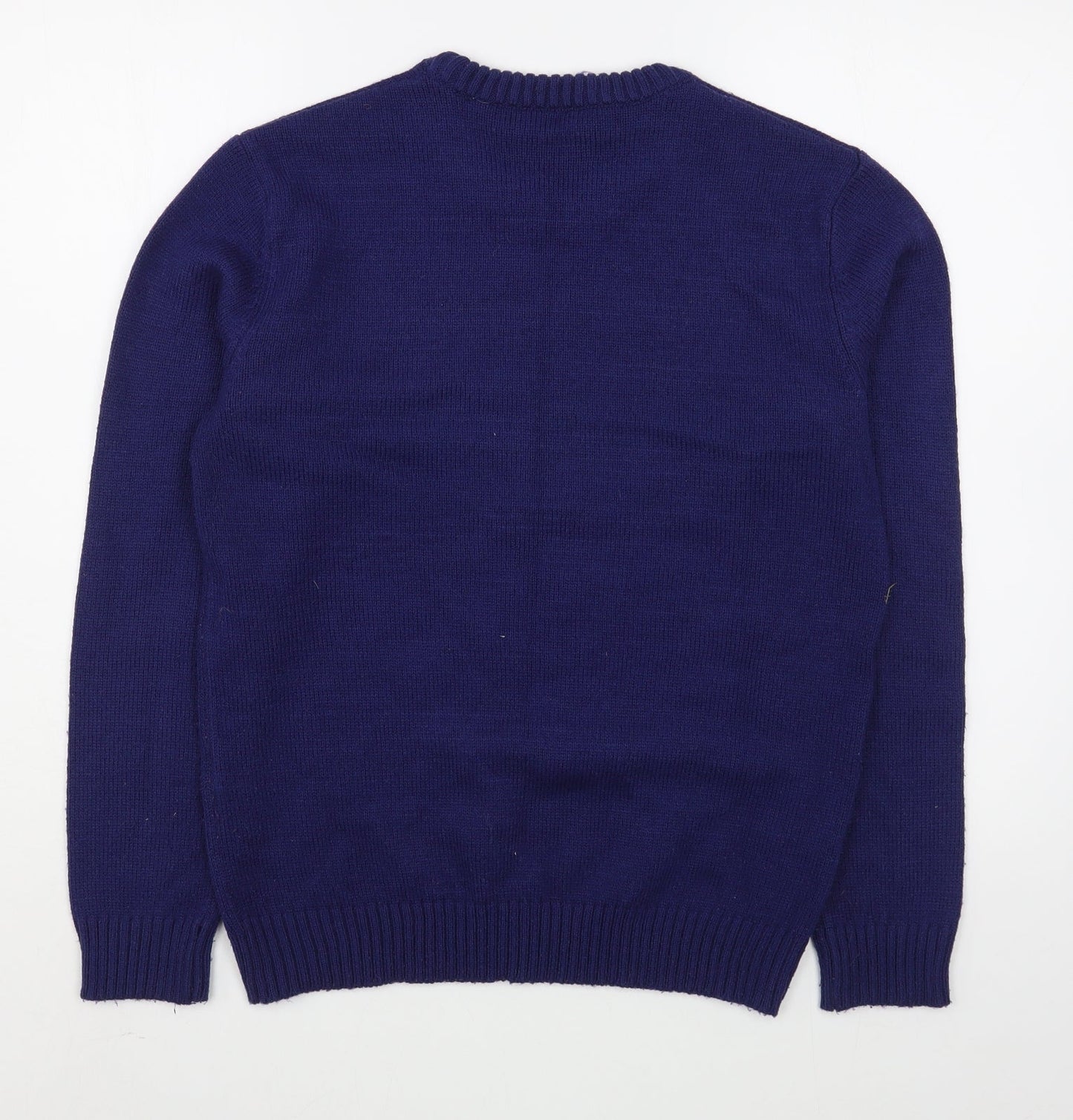 Preworn Mens Blue Round Neck  Acrylic Pullover Jumper Size S