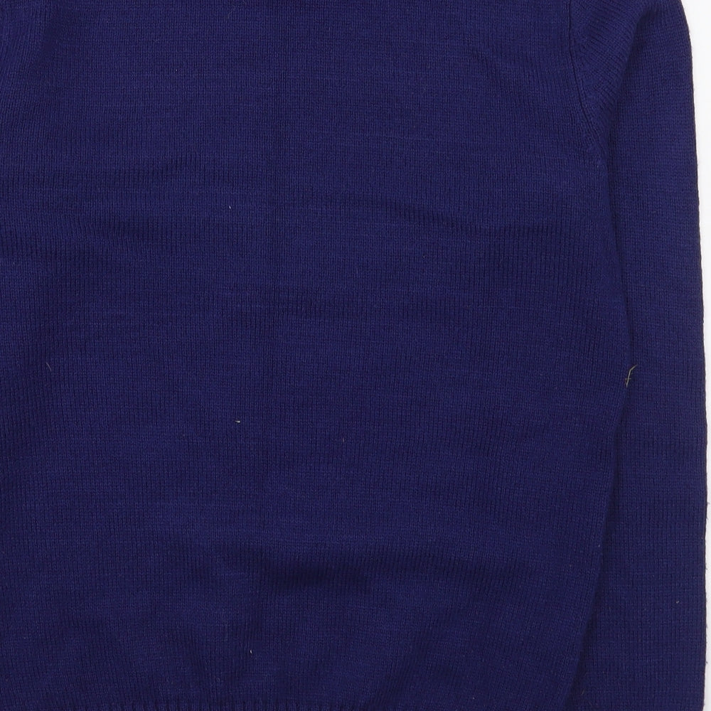 Preworn Mens Blue Round Neck  Acrylic Pullover Jumper Size S