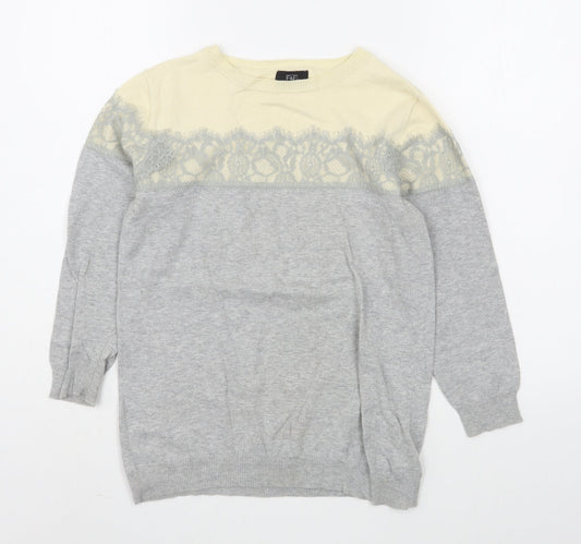 F&F Womens Grey Round Neck  Cotton Pullover Jumper Size 8