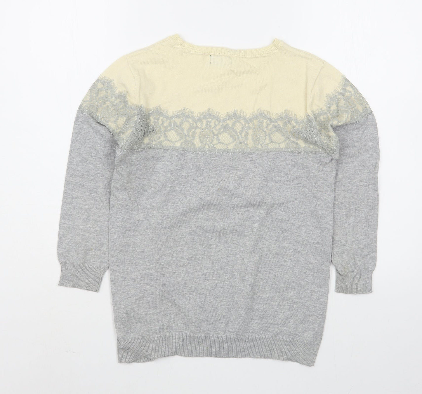 F&F Womens Grey Round Neck  Cotton Pullover Jumper Size 8