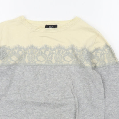 F&F Womens Grey Round Neck  Cotton Pullover Jumper Size 8