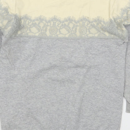 F&F Womens Grey Round Neck  Cotton Pullover Jumper Size 8