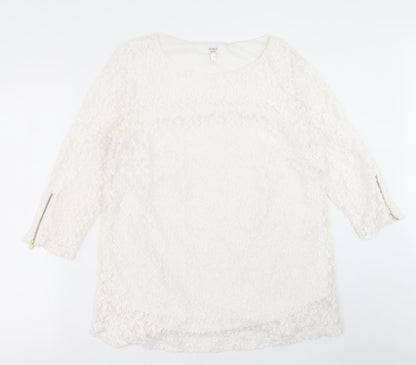 Womens UK Size 16 Joanna Hope White Basic T-Shirt