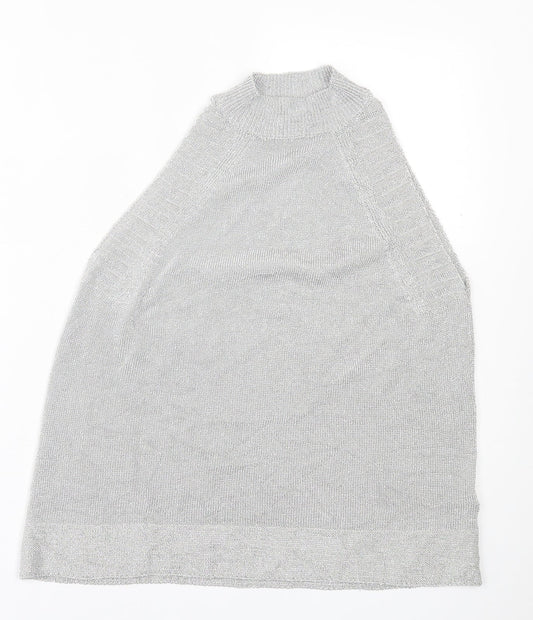 Womens UK Size M Topshop Silver Basic Tank