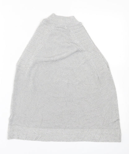 Womens UK Size M Topshop Silver Basic Tank