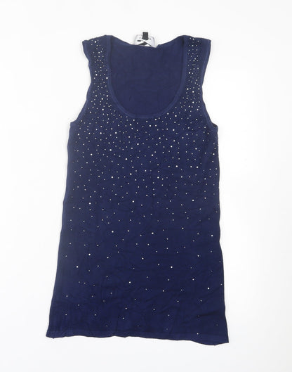 London Womens Blue  Viscose Basic Tank Size S Scoop Neck