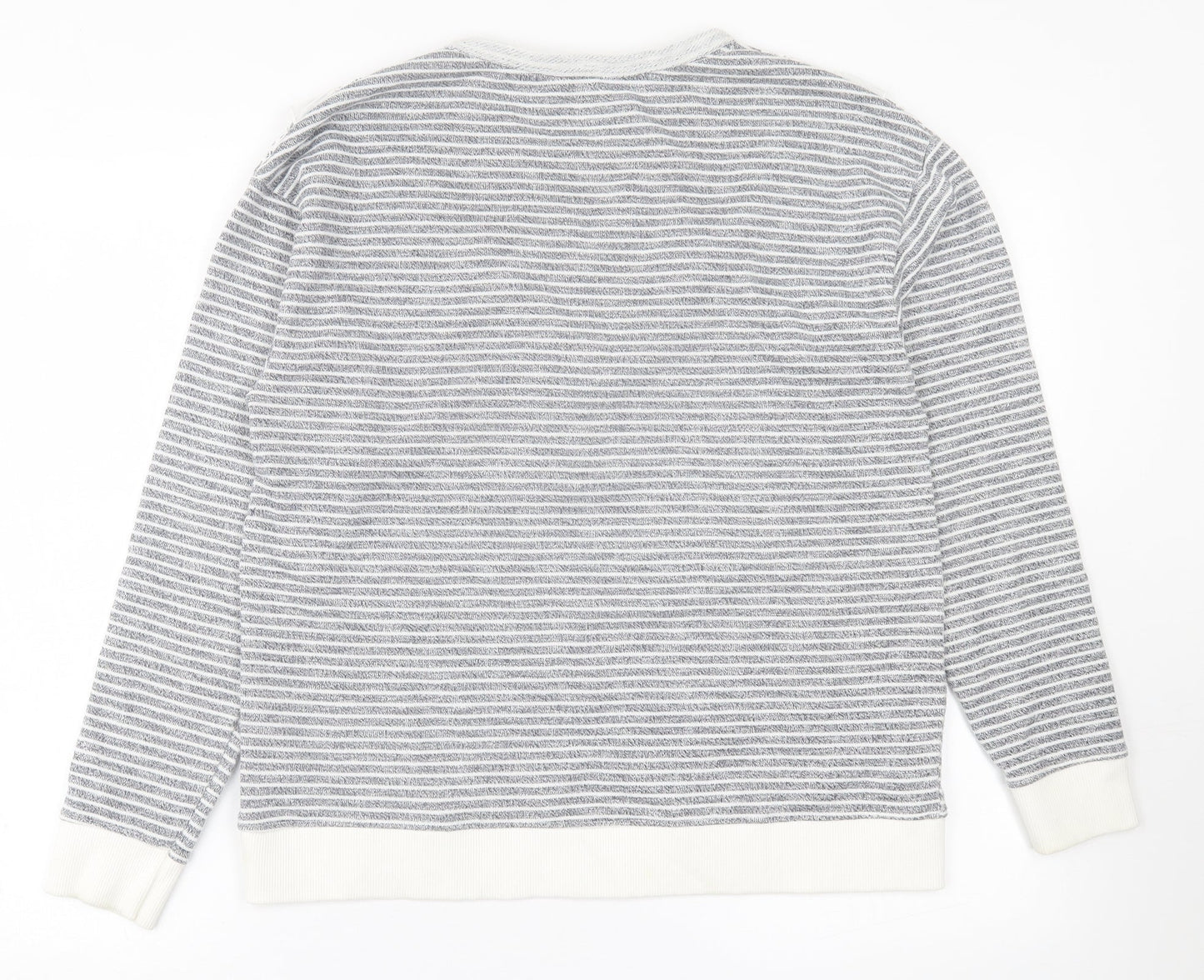 Falmer Womens Grey Crew Neck Striped Polyester Pullover Jumper Size 12