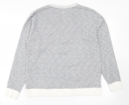 Falmer Womens Grey Crew Neck Striped Polyester Pullover Jumper Size 12