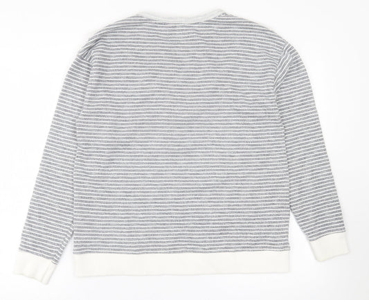 Falmer Womens Grey Crew Neck Striped Polyester Pullover Jumper Size 12
