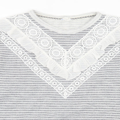 Falmer Womens Grey Crew Neck Striped Polyester Pullover Jumper Size 12