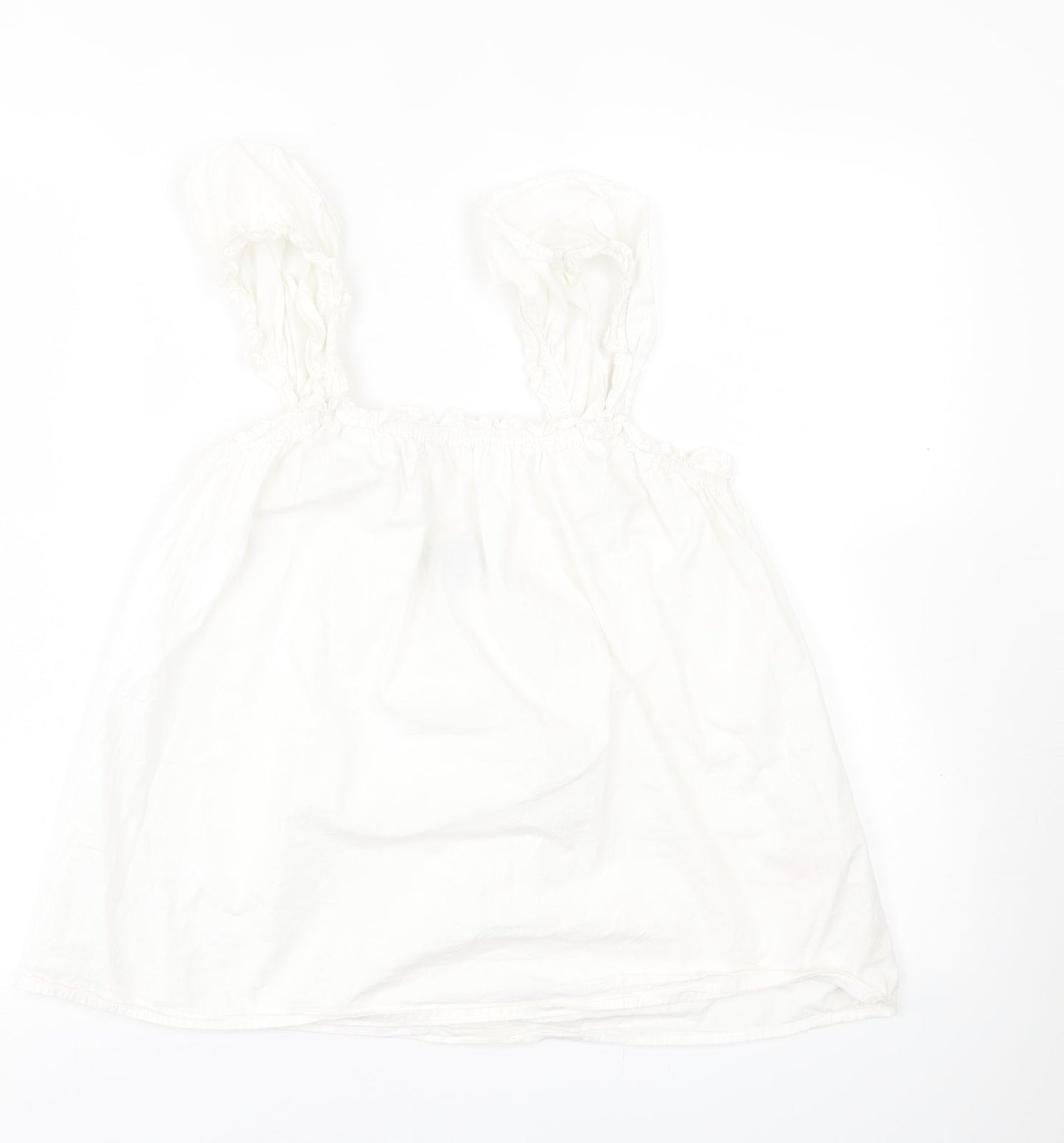 Primark Womens White  Cotton Basic Tank Size 10 Scoop Neck