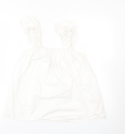 Primark Womens White  Cotton Basic Tank Size 10 Scoop Neck