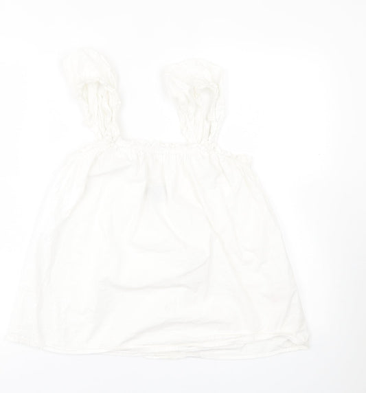 Primark Womens White  Cotton Basic Tank Size 10 Scoop Neck