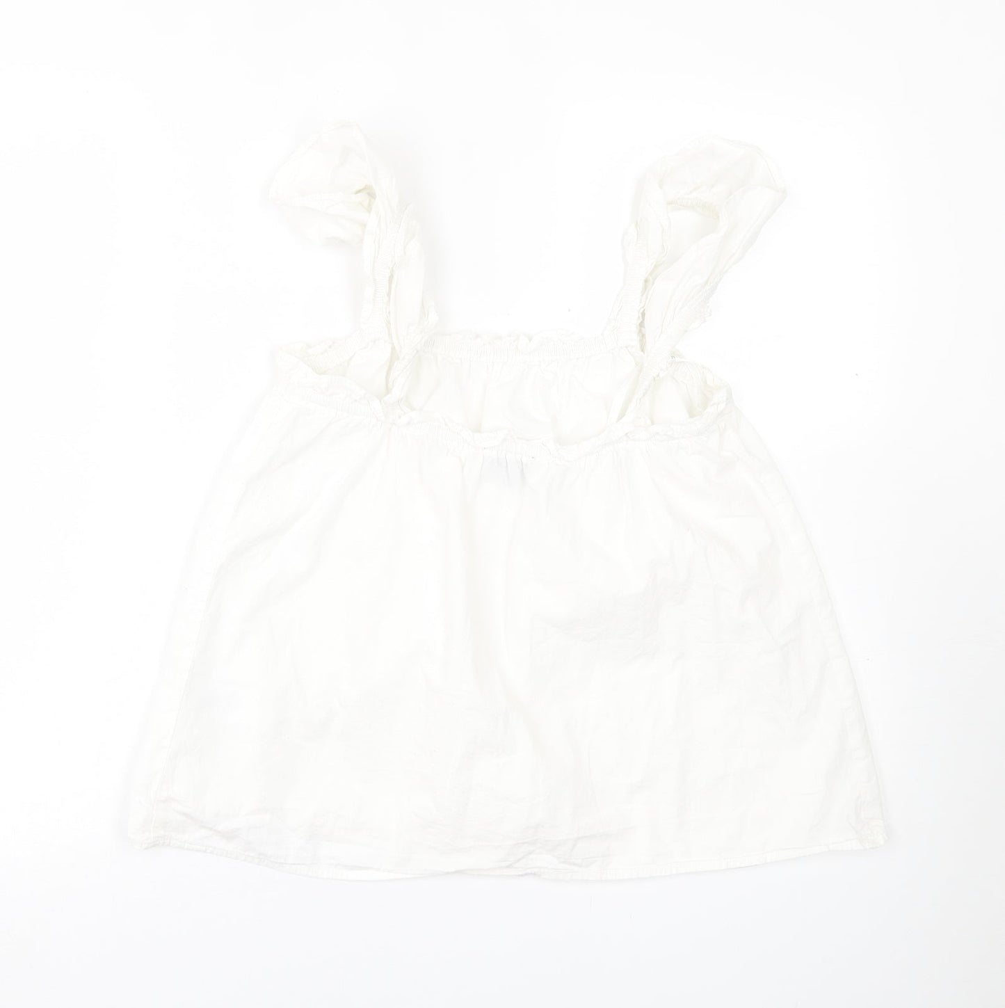 Primark Womens White  Cotton Basic Tank Size 10 Scoop Neck