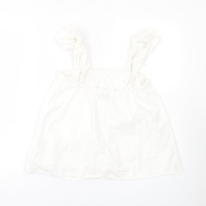 Primark Womens White  Cotton Basic Tank Size 10 Scoop Neck