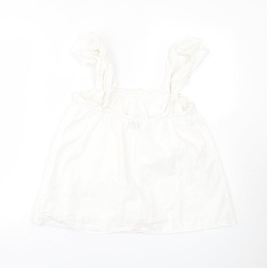 Primark Womens White  Cotton Basic Tank Size 10 Scoop Neck