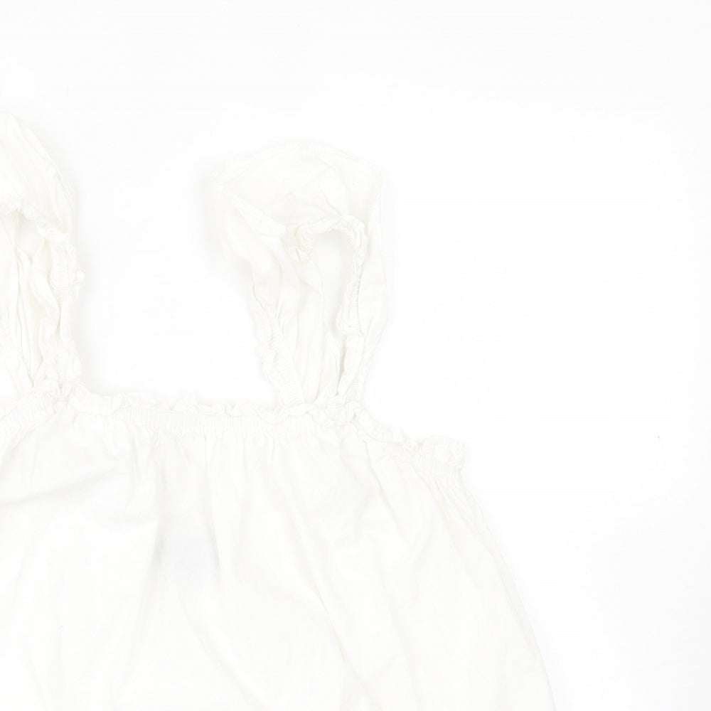 Primark Womens White  Cotton Basic Tank Size 10 Scoop Neck