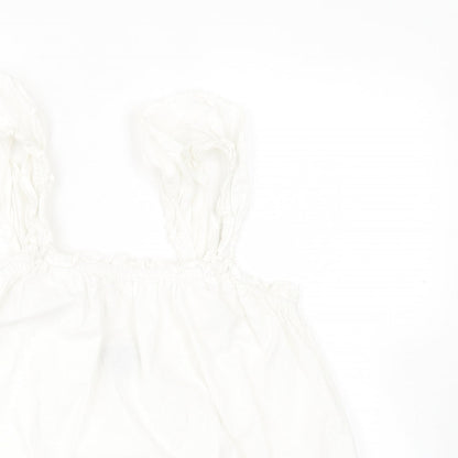 Primark Womens White  Cotton Basic Tank Size 10 Scoop Neck