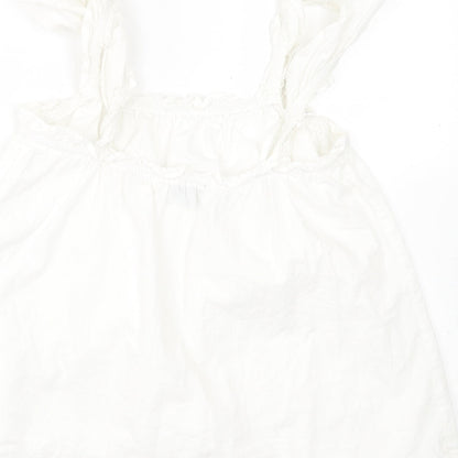 Primark Womens White  Cotton Basic Tank Size 10 Scoop Neck