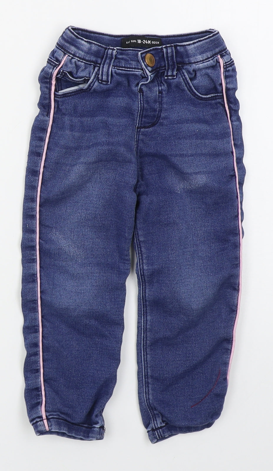 Denim Co Girls Blue  Cotton Snow Pants Jeans Size 18-24 Months  Button