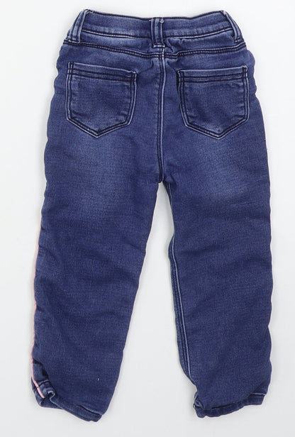 Denim Co Girls Blue  Cotton Snow Pants Jeans Size 18-24 Months  Button