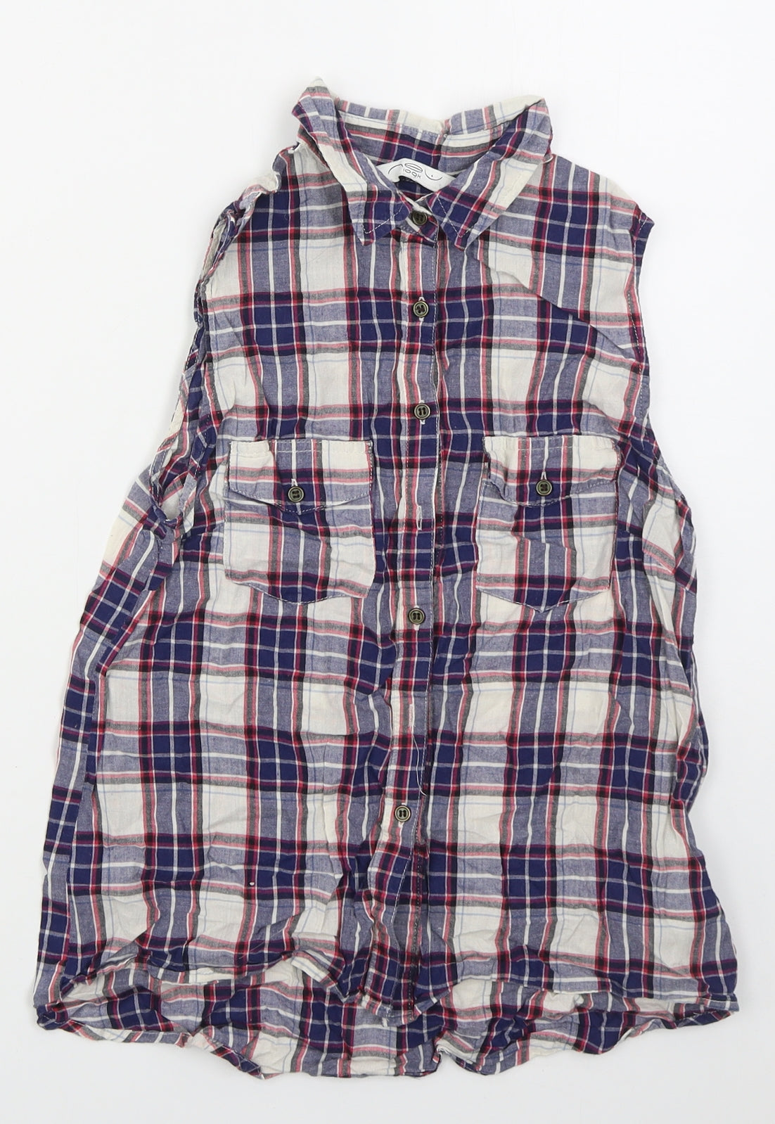 Womens UK Size 8 New Look Blue Basic Button-Up