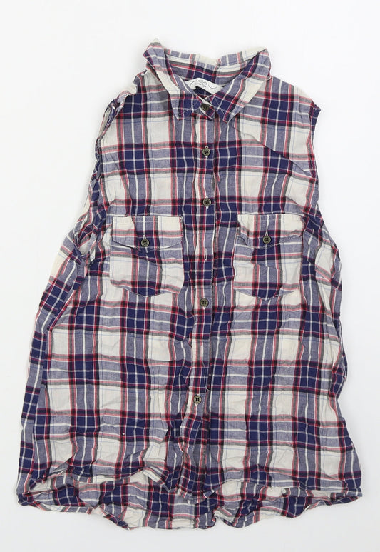 Womens UK Size 8 New Look Blue Basic Button-Up