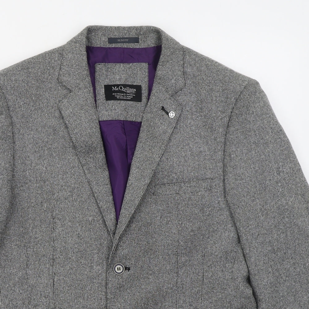 McQuillans Mens Grey  Polyester Jacket Suit Jacket Size 40