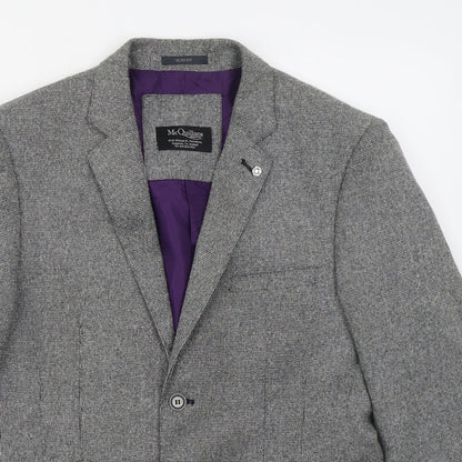 McQuillans Mens Grey  Polyester Jacket Suit Jacket Size 40